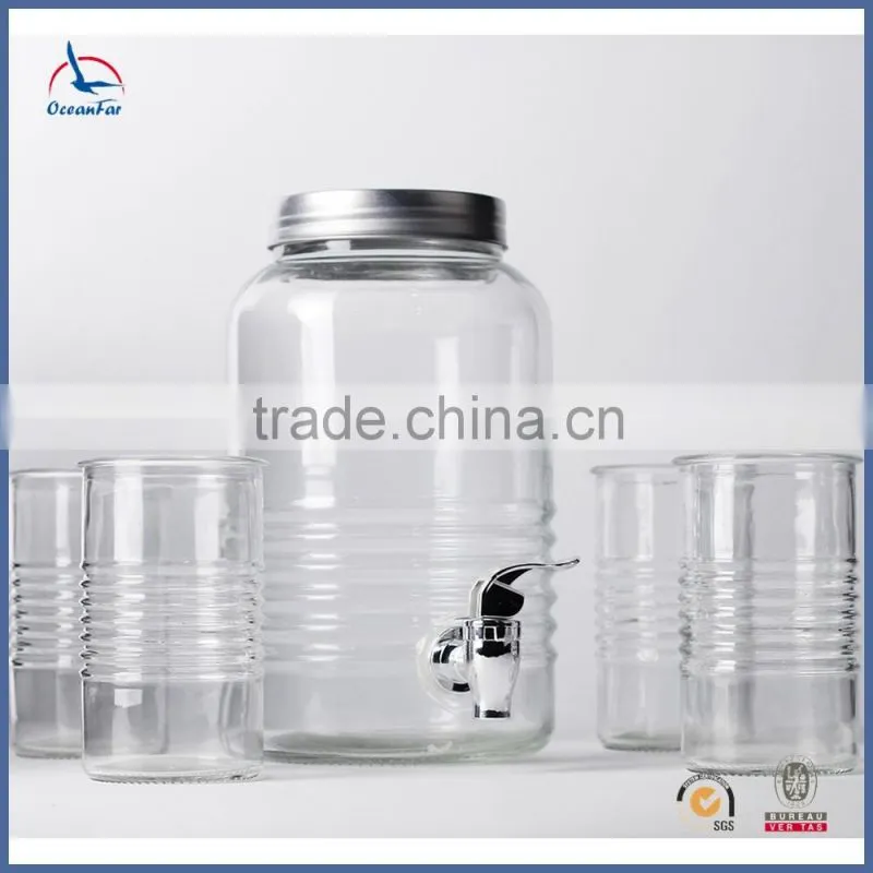 3.7L Glass Drink Beverage Dispenser Water Dispenser with Tap