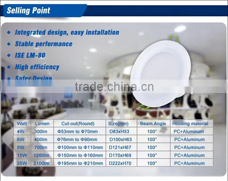 smart pigtail 9W led downlight with 110mm cut out high quality