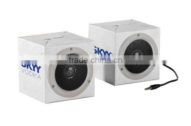 promotion square paper mini foldable cardboard speaker