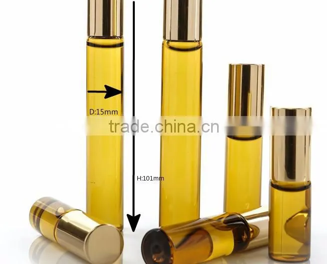10ml Cobalt amber roll on glass bottle walk bead glass bottle with metal bead