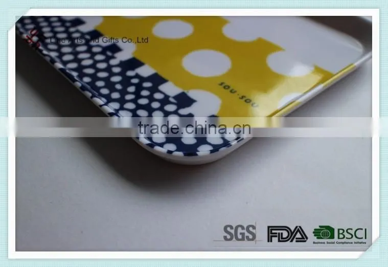 Personal logo print rectangle shape plastic melamine cooking plate