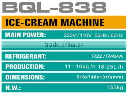 BQL-838 New arrvial 3 in 1 ice cream machine yogurt ice cream machine soft serve ice cream machine