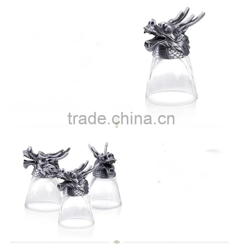RORO New for 2015 goat year unique craft liquor glass pewter design shot glass set