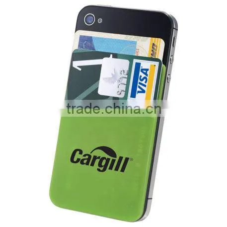 Useful promotional gift lovely color silicon card holder for mobile