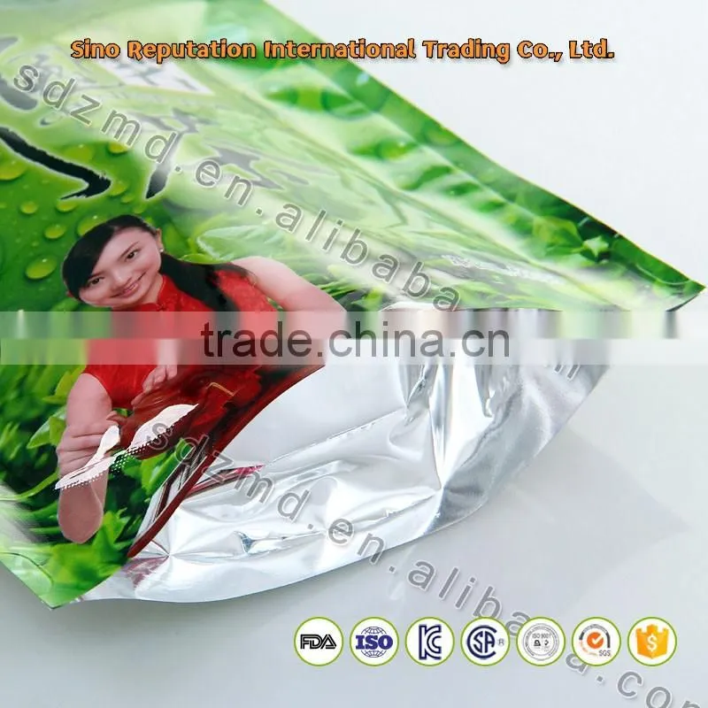 Good quality stand up aluminium foil tea bags with zipper top on hot sale