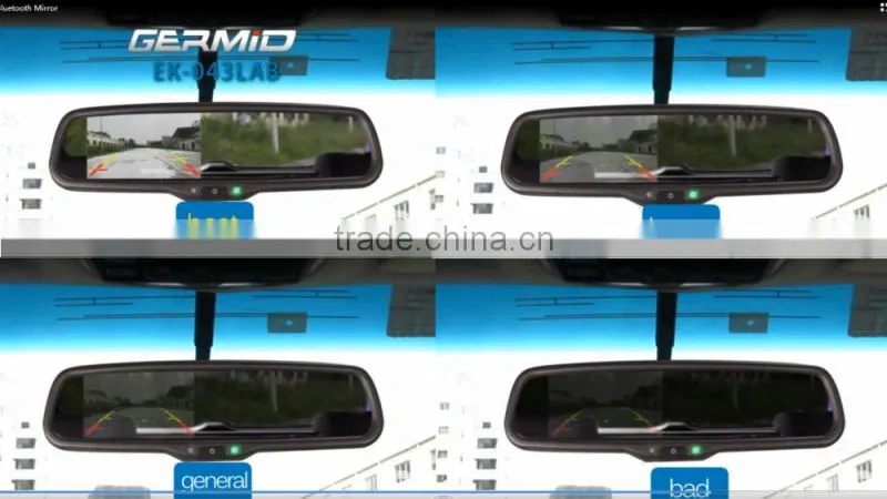 4.3 inch bluetooth rearview mirror monitor with wireless backup camera display