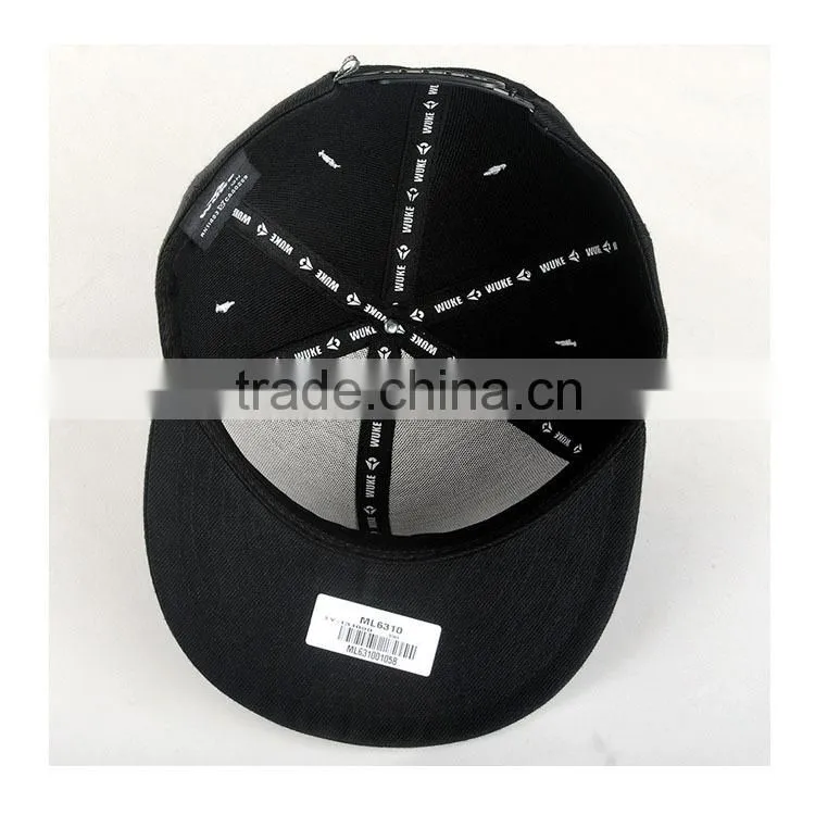 custom design your own logo 100% acrylic black caps snapback hat