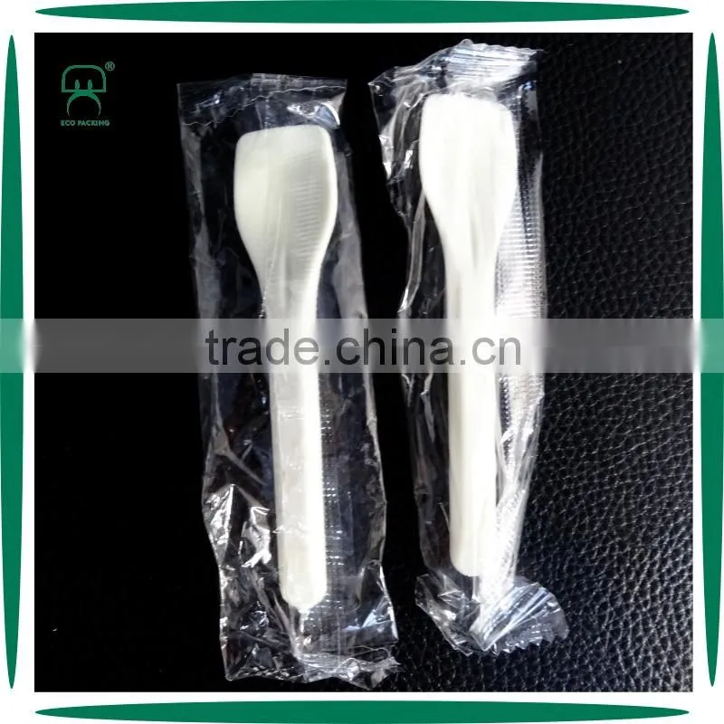 high quality beige idividual wrapped plastic ice cream spoon