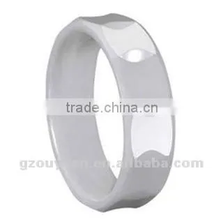 Hot Sell Men and Women White Ceramic Wedding Band Ring, 2012 Fashion Ceramic Ring for Girl and Woman