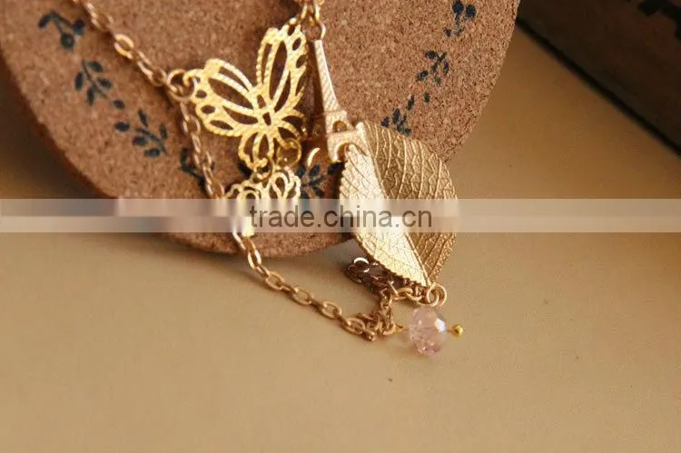 MYLOVE Fashion gold plated necklace cute butterfly leaf pendant long polo chain sweater necklace HOT MLSC-17