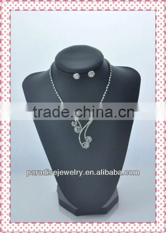 Fashion Flower Shape Rhinestone Necklace And Earring indian bridal jewelry sets (Lead, Nickel & Cadmium Free)-NEW052113