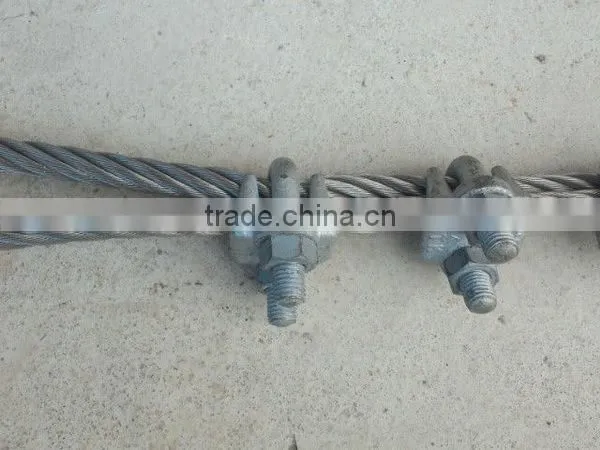 Galvanized wire rope clip and shackle, rigging hardware