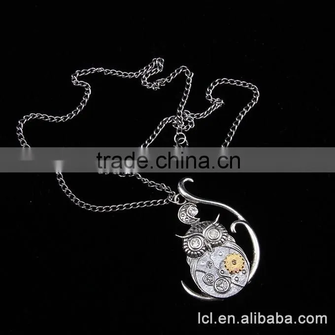 High quality owl pendant necklace, low price steampunk owl necklace