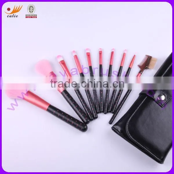 10 Piece Handle Makeup Brush Set with Natural Hair and Nylon Hair