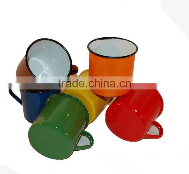 promotional custom logo enamel mug,high quality enamel cookware, wholesale enamel plate decorated