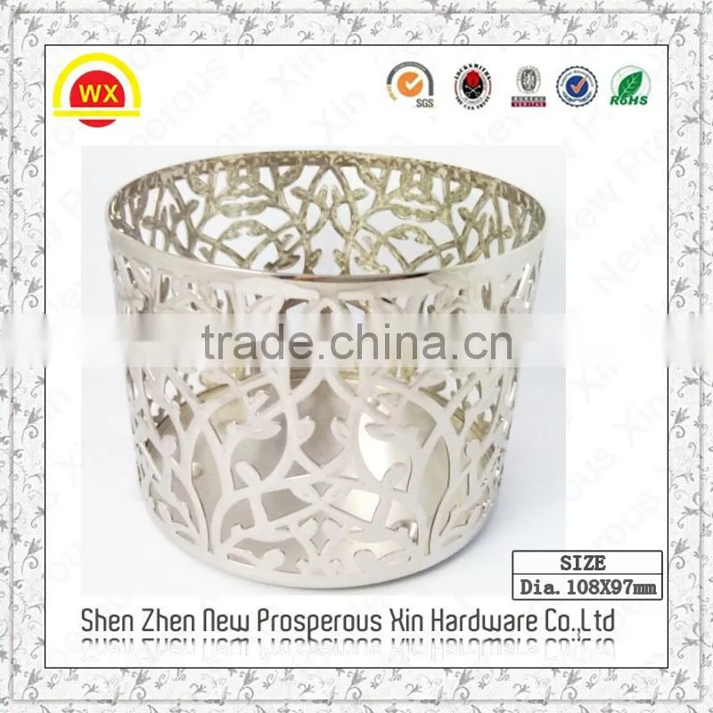 Wholesale silver decorative bling metal and crystal candle holder