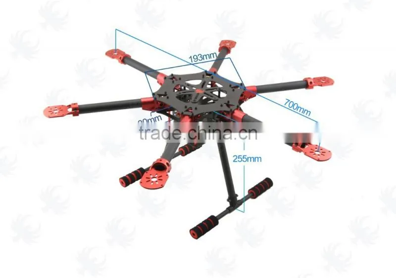 700mm 3K Carbon Fiber Self-lock Umbrella Folding-arm Hexacopter Frame Kit with Landing Gear for RC Multicopter FPV