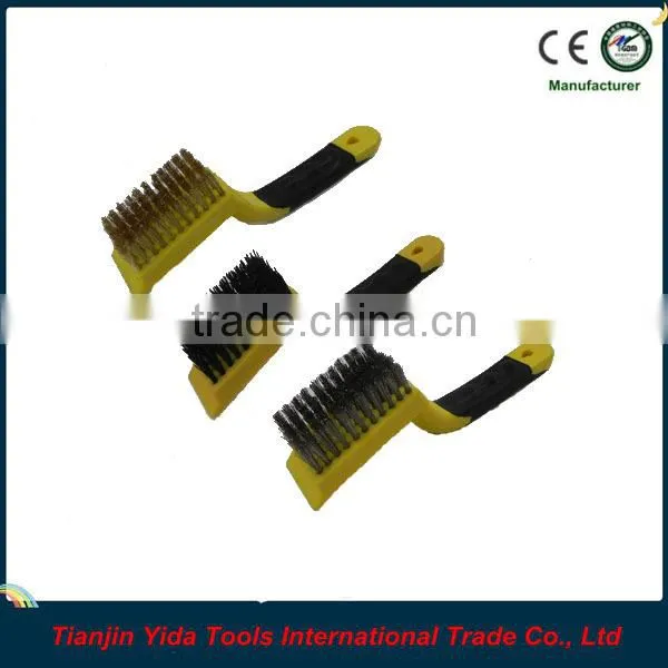 3PCS Two-color Rubbery Handle Mini Wire Brush
