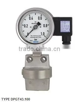 Differential Pressure Gauges with Electrical Output Signal Stainless Steel, Solid-front Case Type DPGT43.100 and DPGT43.160