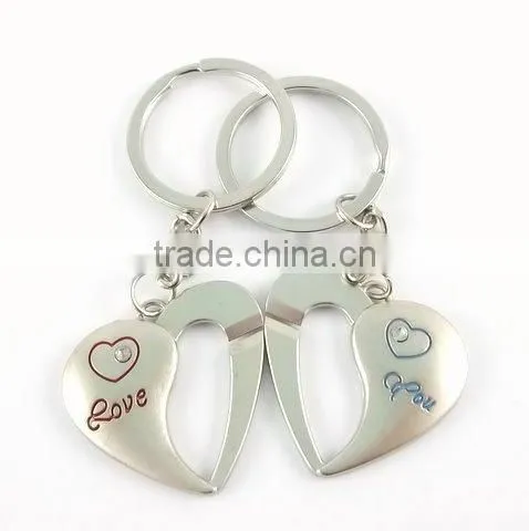 Cute design metal love couple keychains
