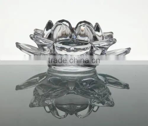 Hand made lotus flower shape crystal tealight candle holder