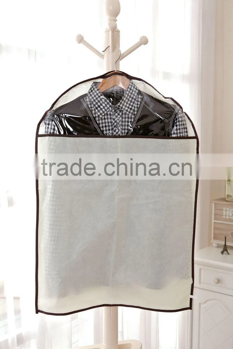 Small Size Cheap Foldover Use Garment Bags with Brown Trim for home