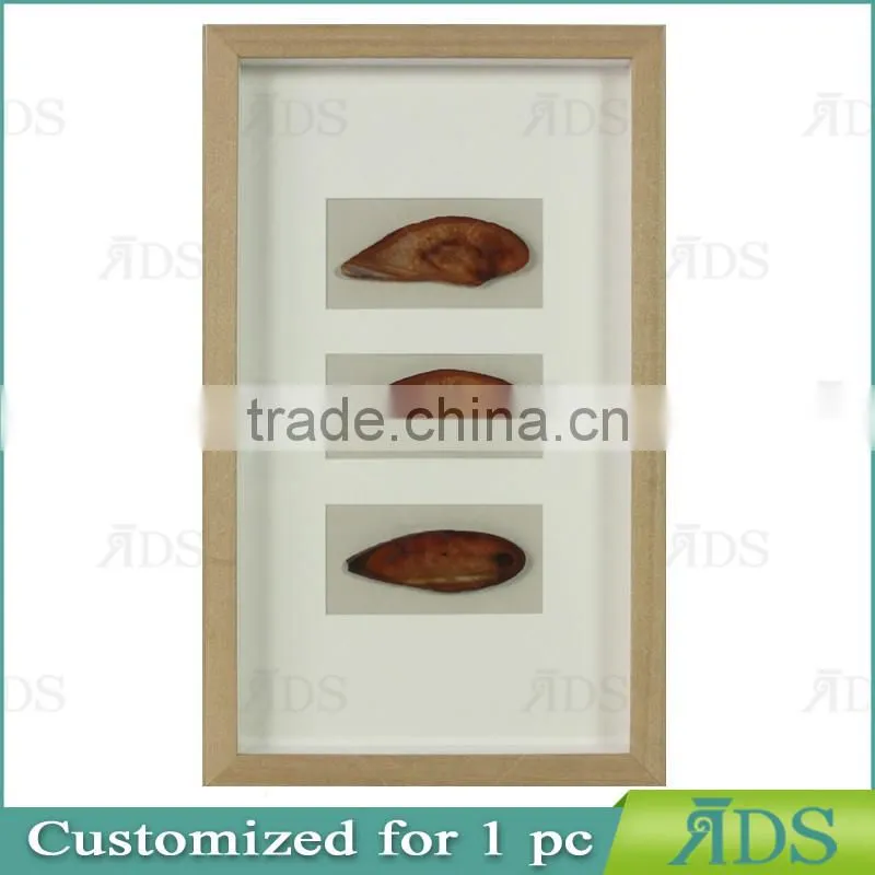 1PC Customized shadow box wall art with color natural agate stone under glass