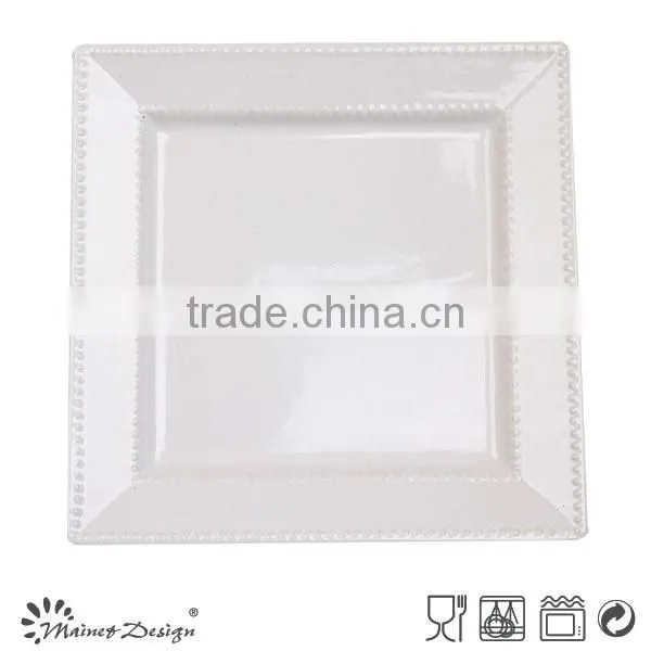 embossed White square white square dinner set