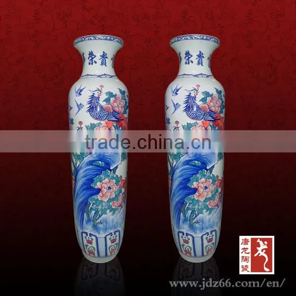 Blue and white Chinese floor vase interior decoration pillar