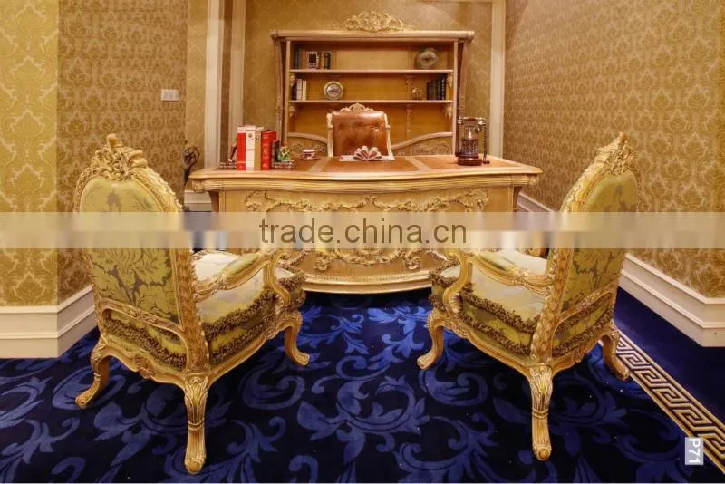 Classical Luxury Italian Design Solid Wood Office Table with Artistic Marquetry Decor for CEO Manager Room BF12-04244c