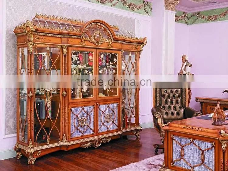 Luxury Office Furniture,Antique Hand Carved Office Desk Furniture,Office Desk Set,Office Desk,Chair,File Cabinet (BF08-0262)