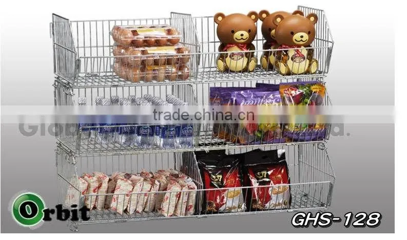 Folding stacking basket