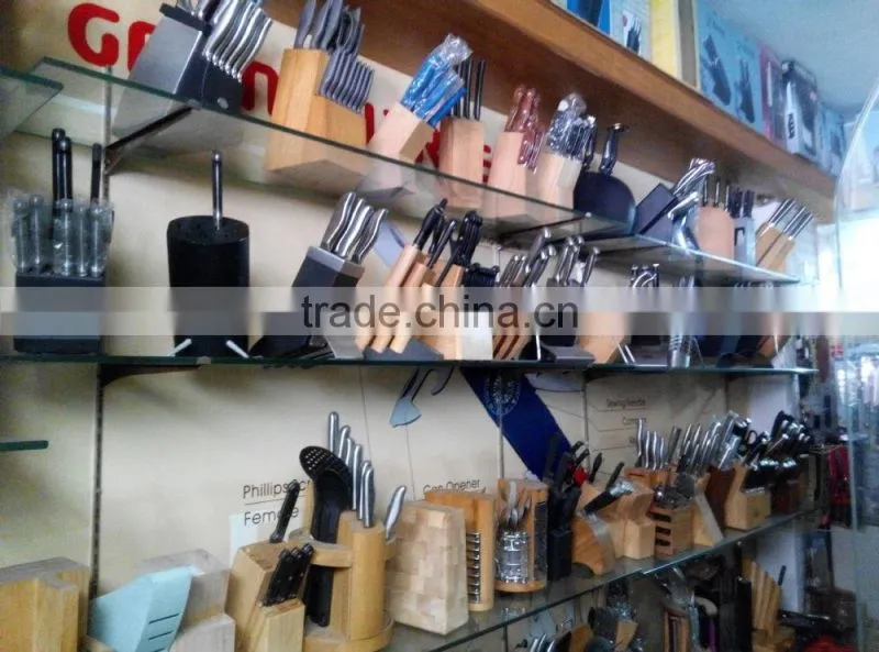 p45-059 6pc stainless steel color knife set with wooden folding block