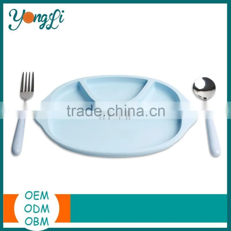 BPA Free Food Holder Tray Dishes for Baby Toddler Plates Silicone Eating Utensils