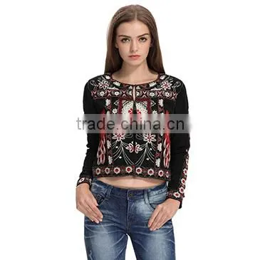 Latest fashion Womens 2017 jackets custom embroidery designs