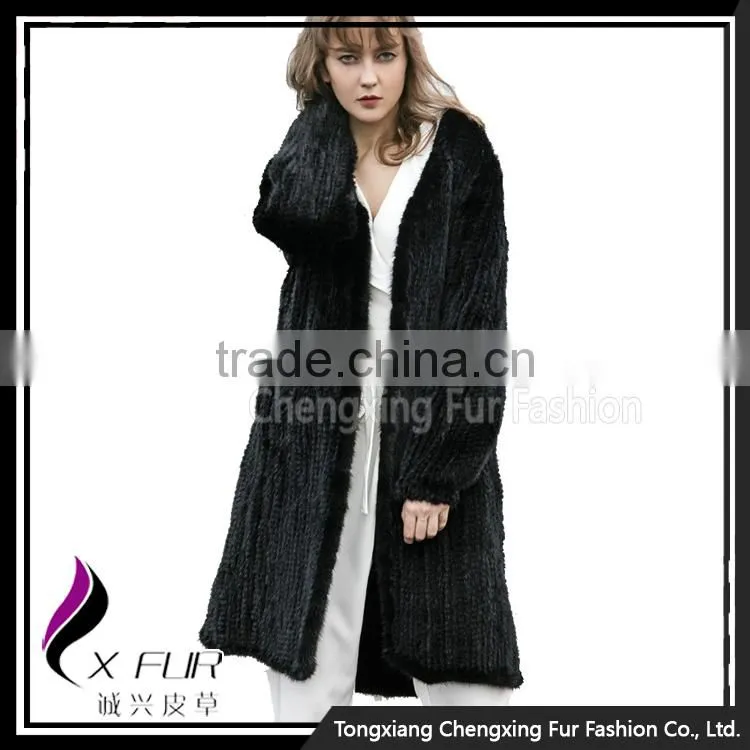CX-G-A-49A Ladies Hand Knitted Mink Fur 2017 New Coat