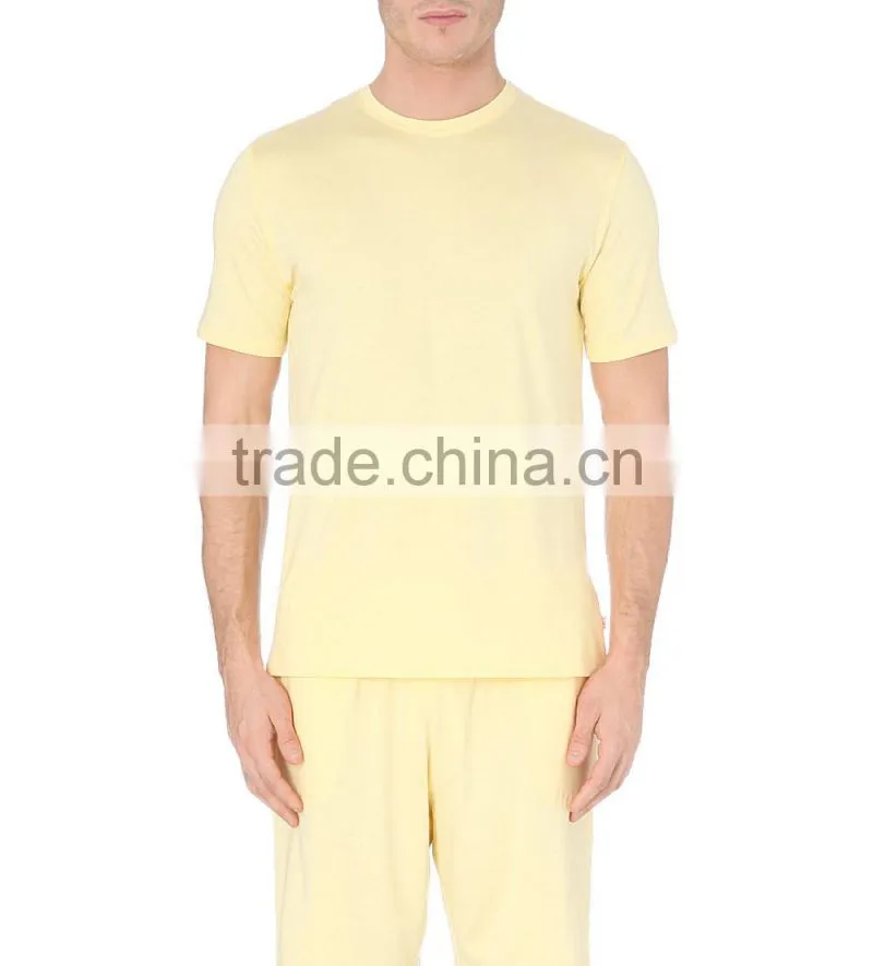 Men's yellow blank summer wholesale cotton pajamas