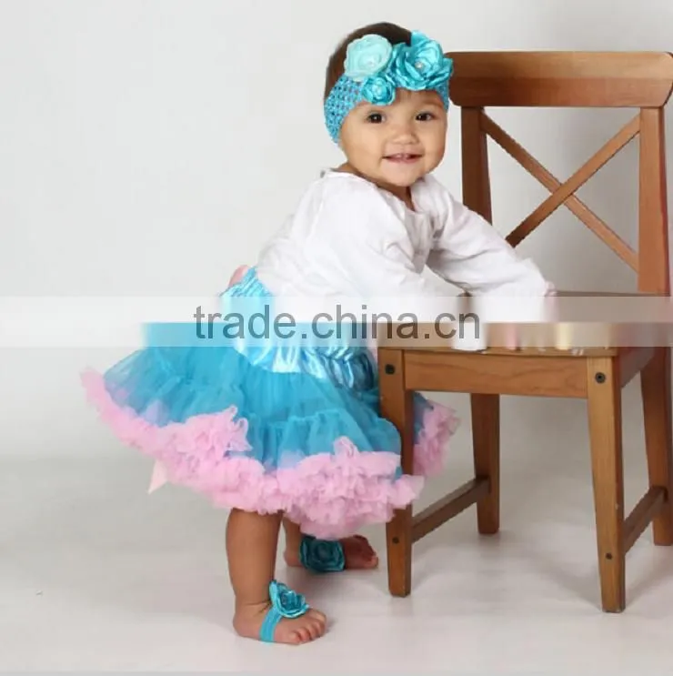 super fluffy white with red blue nylon with satin 2 layers factory direct kids parth birthday pettiskirt tutu