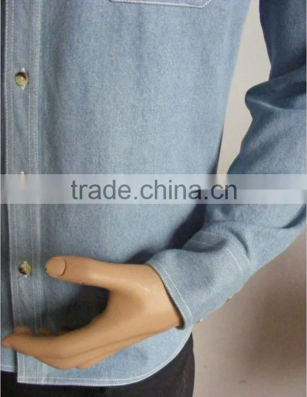 Light blue100%Pure Cotton Washed Denim/Retro Cowboy Shirt for men with Printed collar