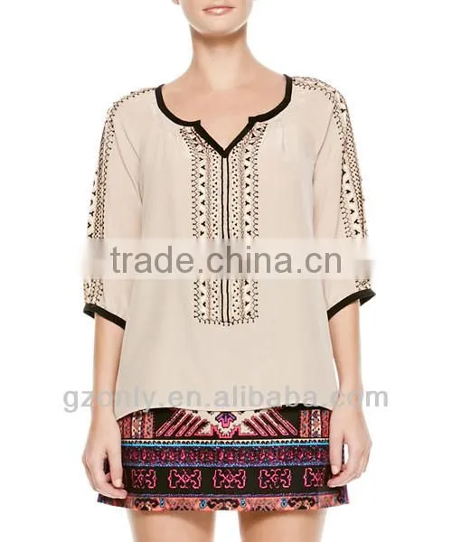 Embroidered Voile Tunic ladies blouse designs