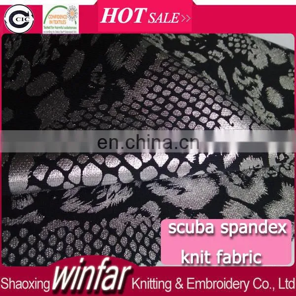 Winfar Textile Knit Hot Sell 94% Polyester 6% Spandex Silver Foil Print Scuba Fabric