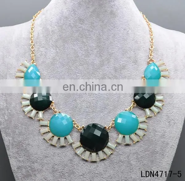 Vintage garden sunflower fan fashion germanium statement necklace jewelry