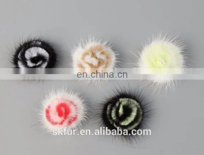 Fluffy and cute factory price mink or fox fur flowers