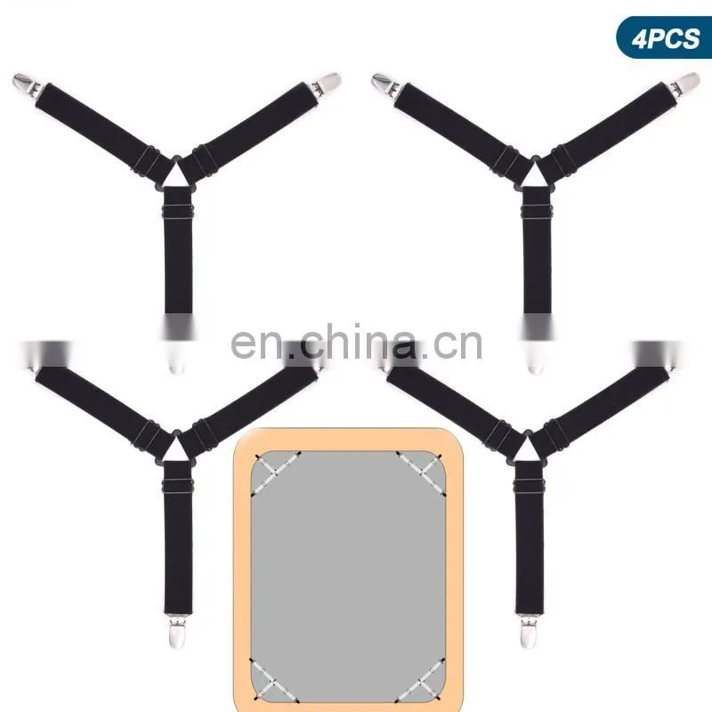 2017 yiwu fashion hot sale set 4pcs Triangle Mattress Pad Cover Clips holder Bed Sheet Holder