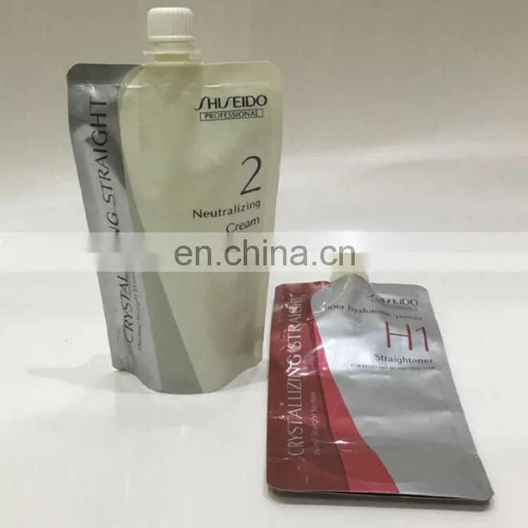 Promotional reusable flat bottom cream packaging spout pouch bag with customized logo