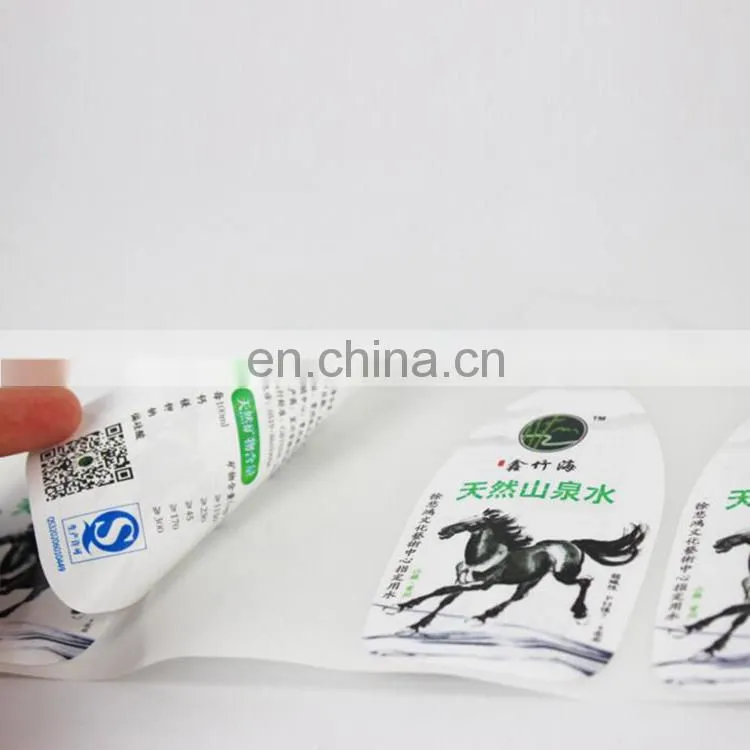 Eco friendly adhesive plastic bottle sticker labels with colorful printing for water