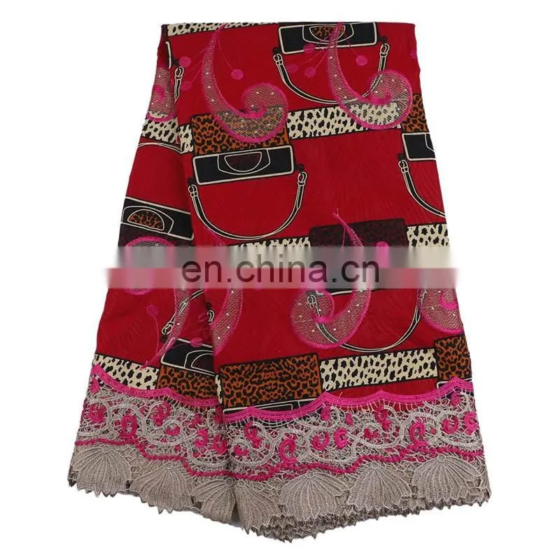 High-quality Wholesale price 100% cotton wax for 6 yards with stones lace wax print fabric african L170727006