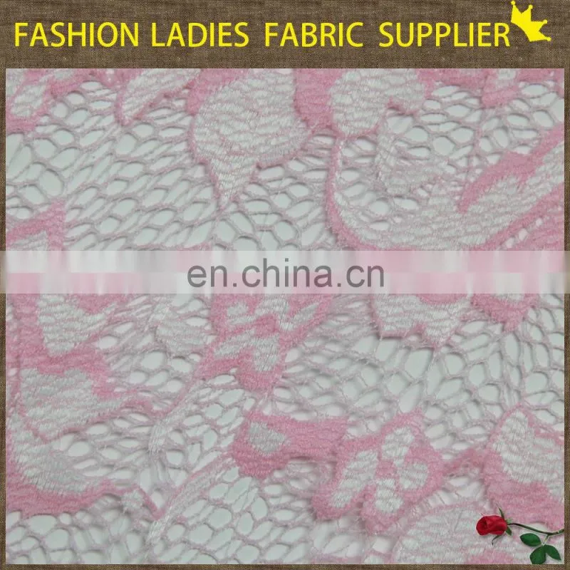 2015 new style nyon and cotton organic lace dyeing knit fabric