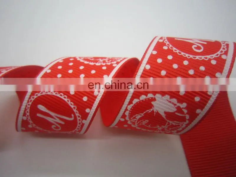 gold foil printed ribbon / grosgrain webbing