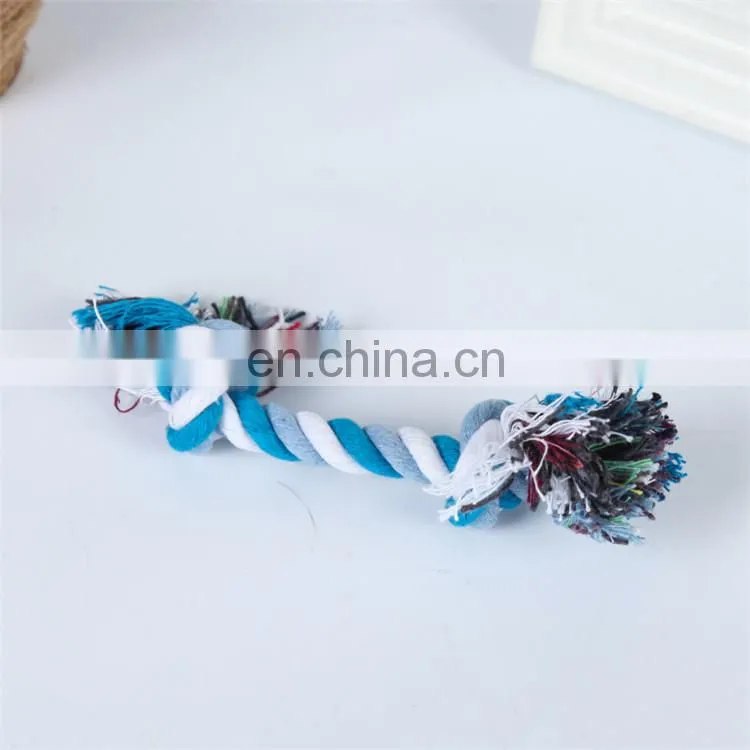 Small to large dog play colored double knots handmade cotton pet rope toy